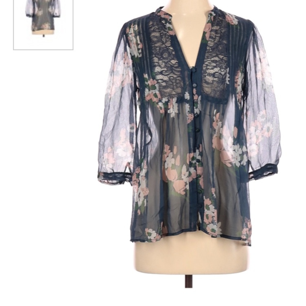 Joie silk floral navy xs top